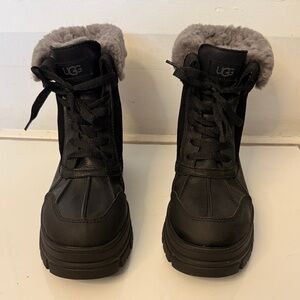 UGG Ashton Black Boots with Soft Gray Fur